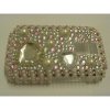 Blackberry 9000 Hard Back Bling Case with Large Shaped Diamantes [ White / Pink ] <br>QuickFind: 6200