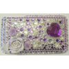 Apple iPhone 3G Hard Back Cover Bling Case with Large Shaped Diamantes & Flowers [ White / PURPLE ] <br>QuickFind: 6344