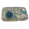 Blackberry 8300 Curve Crystal Bling Cover [ BLUE HEARTS + FLOWERS ] <br>QuickFind: 6486