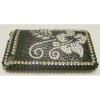 Apple iPhone 3G / 3GS Hard Back Bling Diamante Cover [ BLACK WITH SILVER FLOWER ] QuickFind: 6615