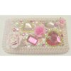 Apple iPhone 3G Hard Back Cover Bling Case with Large Shaped Diamantes & Flowers [ WHITE / PINK ] <br>QuickFind: 6668