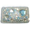 Apple iPod Touch G2/G3 Crystal Bling Diamante Back Cover [ BLUE HEARTS ] <br>QuickFind: 6683