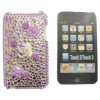 Apple iPod Touch G2/G3 Crystal Bling Diamante Back Cover [ PURPLE FLOWERS ] <br>QuickFind: 6764