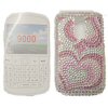 Blackberry 9000 Hard Back Bling Case with Diamantes [ PINK HEARTS ] <br>QuickFind: 6781
