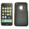 Apple iPhone 3G Silicone Back Cover Bling Case with Circle Diamantes around Apple Logo [ BLACK ] <br>QuickFind: 6846