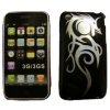 Apple iPhone 3G / 3GS Hard Back Bling Cover - [ BLACK / CHROME DRAGON ] QuickFind: 6956