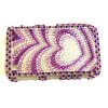 Blackberry 9300 / 8520 Curve Crystal Bling Diamante Cover [ PURPLE / SILVER HEARTS ] <br>QuickFind: 7171