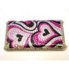 Apple iPod Touch G4 Crystal Bling Diamante Back Cover [ PURPLE PINK BLACK HEARTS ] <br>QuickFind: 7306