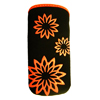 Xpert Systems  Soft Touch Slip Pouch Case [ BLACK WITH RED FLOWERS ] <br>QuickFind: 7375