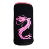 Xpert Systems  Soft Touch Slip Pouch Case [ BLACK WITH PINK DRAGON ] <br>QuickFind: 7377