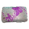 Blackberry 9300 / 8520 Curve Crystal Bling Diamante Cover [ SILVER WITH PINK BUTTERFLIES ] <br>QuickFind: 7690