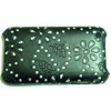 Apple iPhone 3G Diamante Bling Mobile Phone Cover - [ Black with Flowers ] <br>QuickFind: 7724